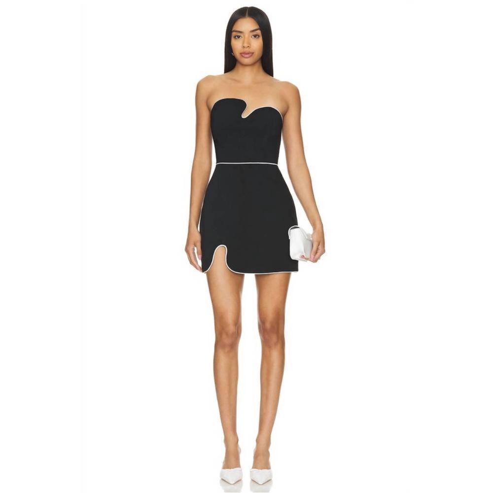 New Amanda Uprichard Strapless Puzzle Dress In Black & White